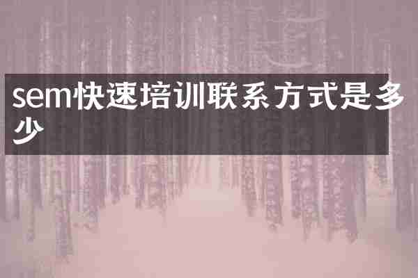 sem快速培训联系方式是多少