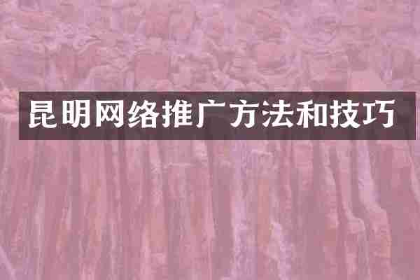 昆明网络推广方法和技巧