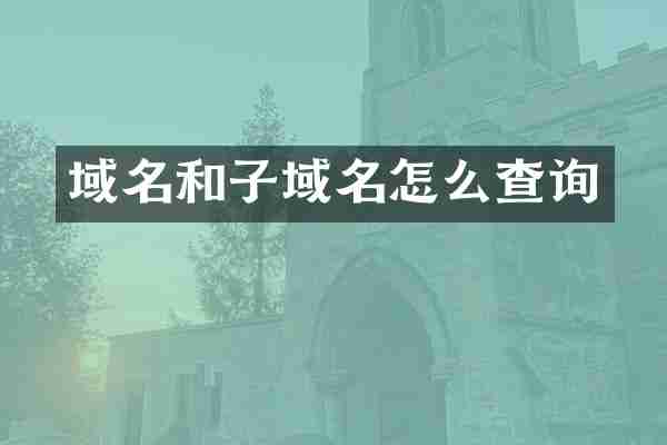 域名和子域名怎么查询