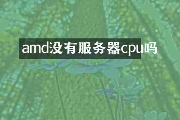 amd没有服务器cpu吗