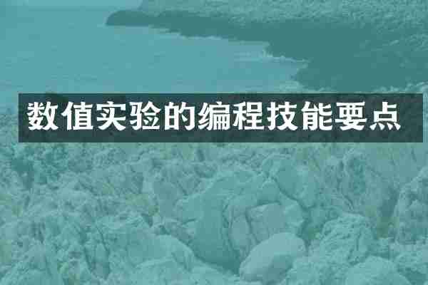 数值实验的编程技能要点