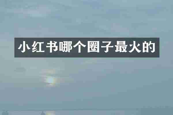 小红书哪个圈子最火的