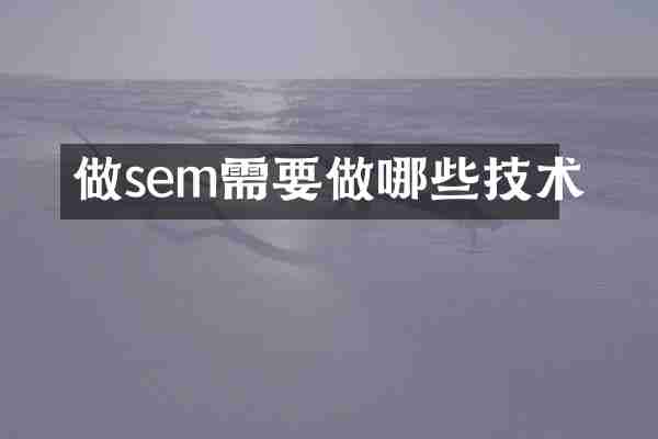 做sem需要做哪些技术