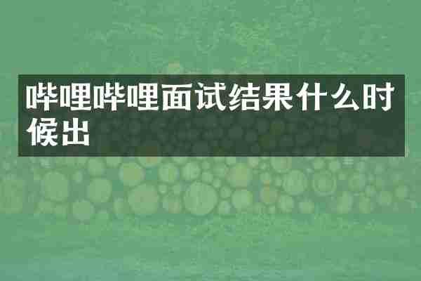 哔哩哔哩面试结果什么时候出