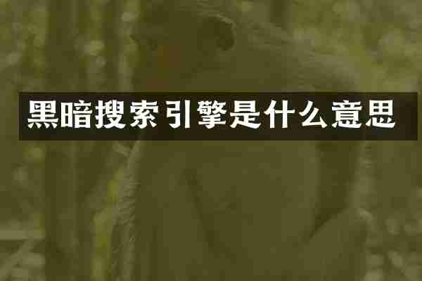 黑暗搜索引擎是什么意思