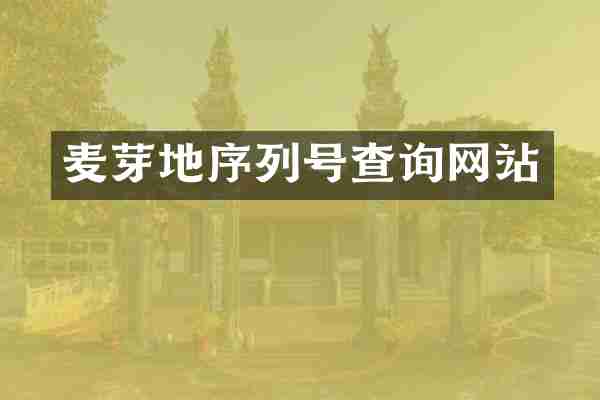 麦芽地序列号查询网站