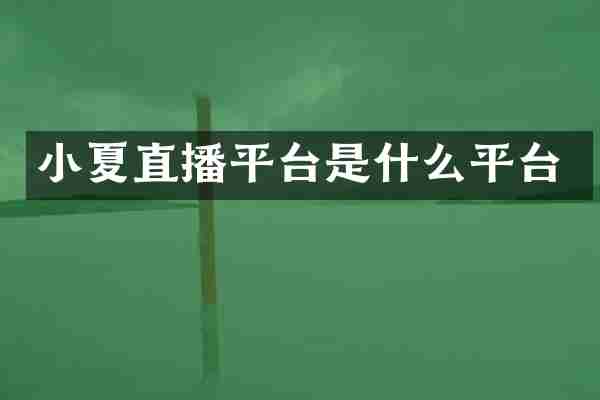 小夏直播平台是什么平台