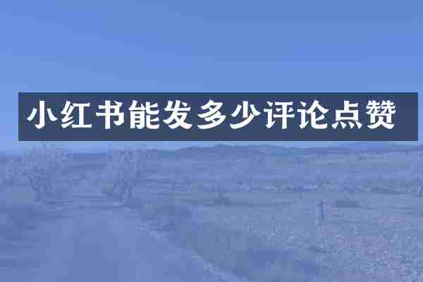 小红书能发多少评论点赞