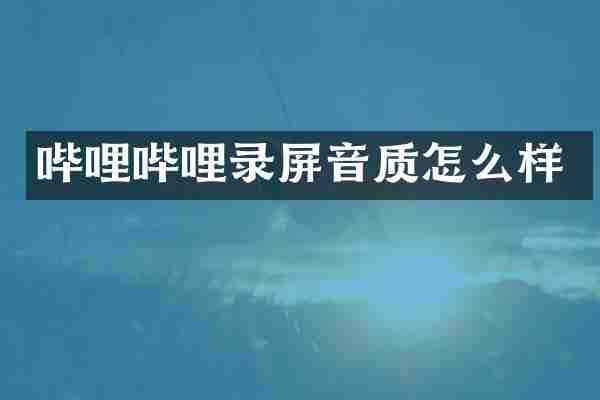 哔哩哔哩录屏音质怎么样