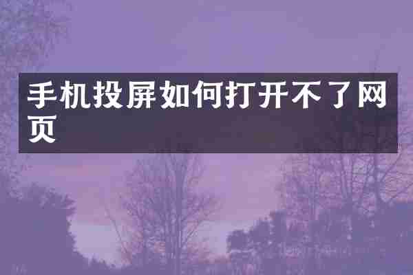 手机投屏如何打开不了网页