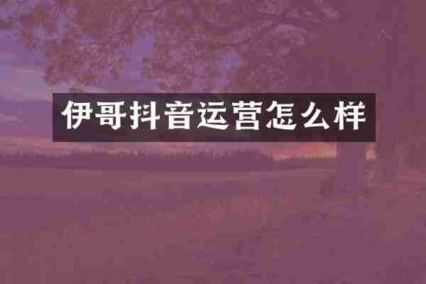 伊哥抖音运营怎么样