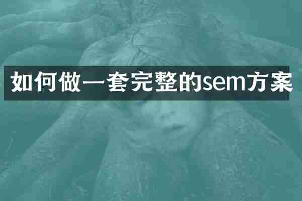 如何做一套完整的sem方案