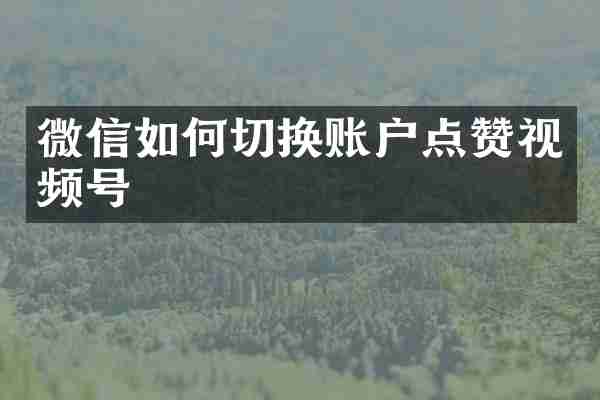 微信如何切换账户点赞视频号