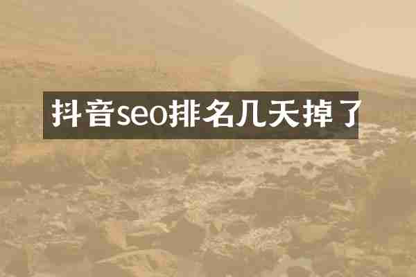 抖音seo排名几天掉了