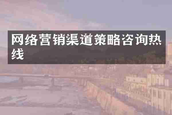 网络营销渠道策略咨询热线