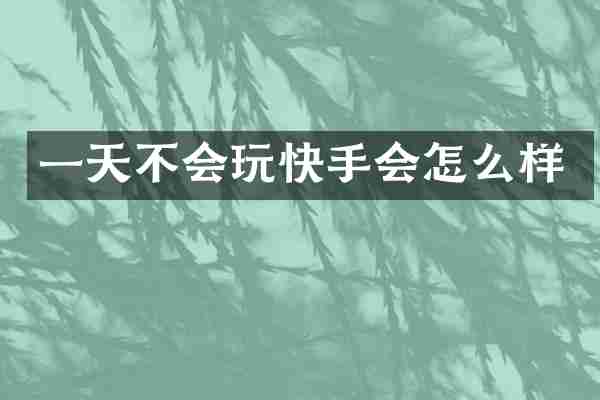 一天不会玩快手会怎么样