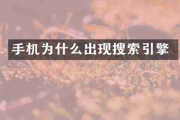 手机为什么出现搜索引擎