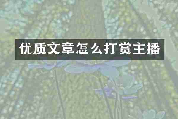 优质文章怎么打赏主播