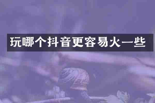 玩哪个抖音更容易火一些