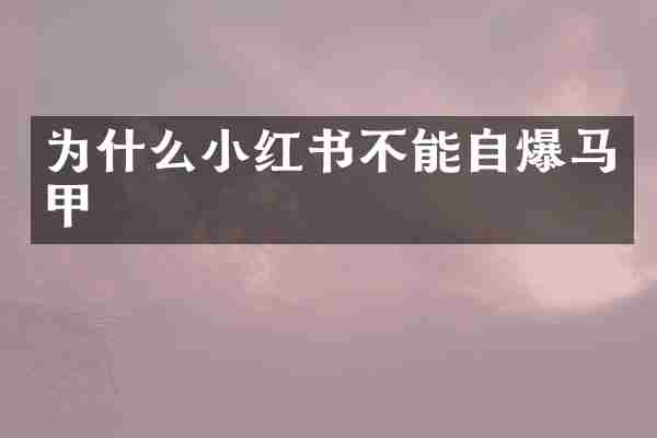 为什么小红书不能自爆马甲