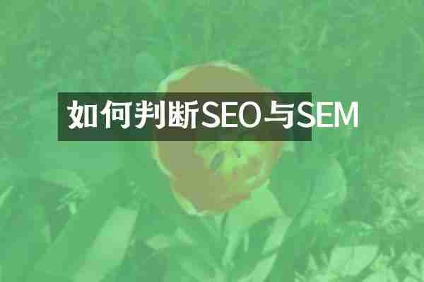 如何判断SEO与SEM