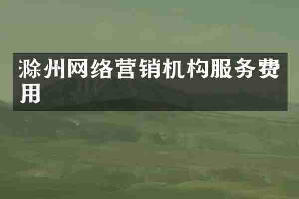 滁州网络营销机构服务费用