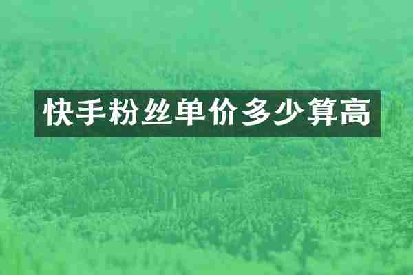 快手粉丝单价多少算高