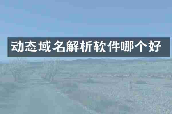 动态域名解析软件哪个好