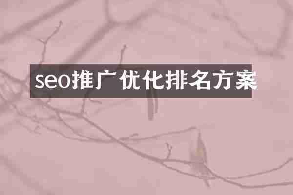 seo推广优化排名方案