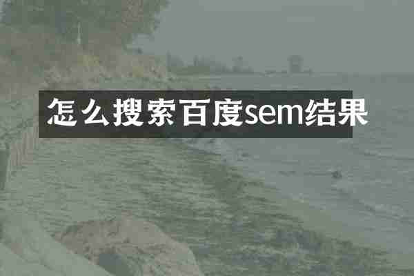 怎么搜索百度sem结果