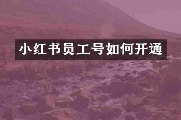 小红书员工号如何开通