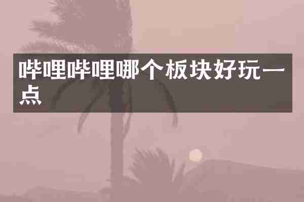 哔哩哔哩哪个板块好玩一点