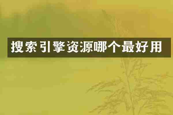 搜索引擎资源哪个最好用