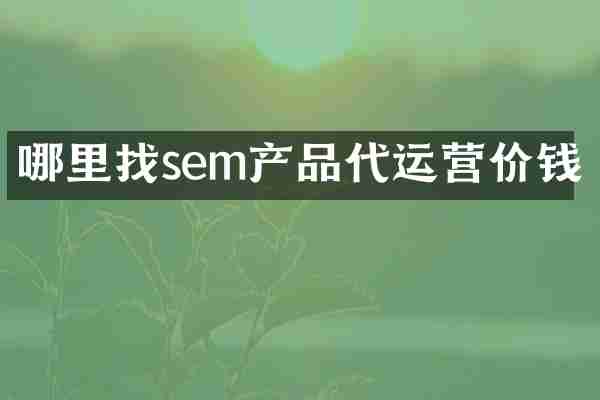 哪里找sem产品代运营价钱