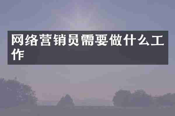 网络营销员需要做什么工作
