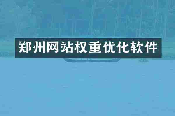 郑州网站权重优化软件