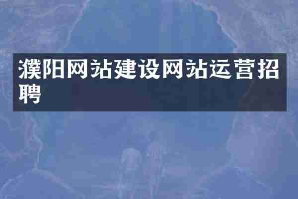 濮阳网站建设网站运营招聘