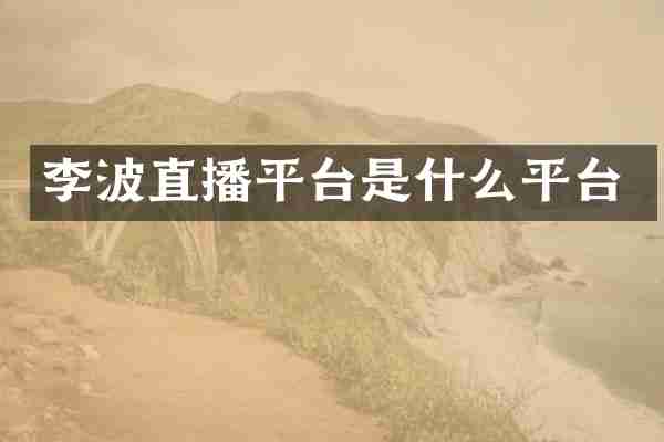 李波直播平台是什么平台