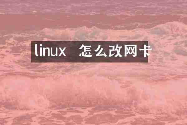 linux  怎么改网卡