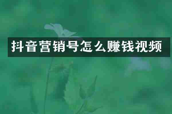 抖音营销号怎么赚钱视频