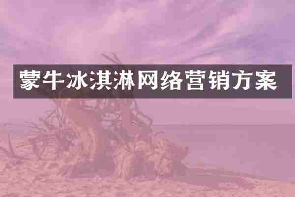 蒙牛冰淇淋网络营销方案