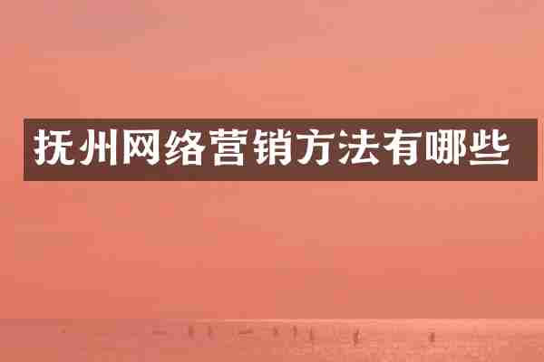 抚州网络营销方法有哪些