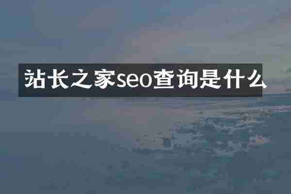 站长之家seo查询是什么
