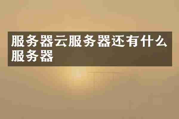 服务器云服务器还有什么服务器