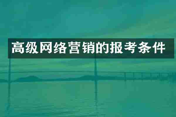 高级网络营销的报考条件