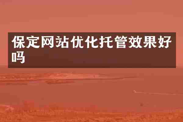 保定网站优化托管效果好吗