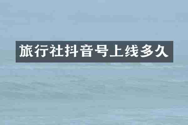 旅行社抖音号上线多久