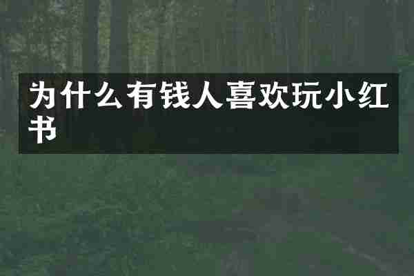 为什么有钱人喜欢玩小红书