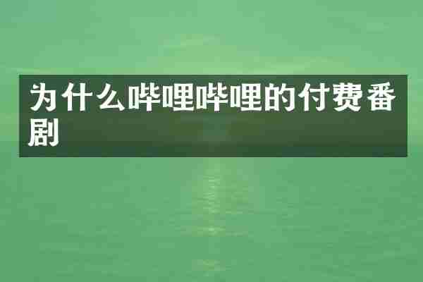 为什么哔哩哔哩的付费番剧