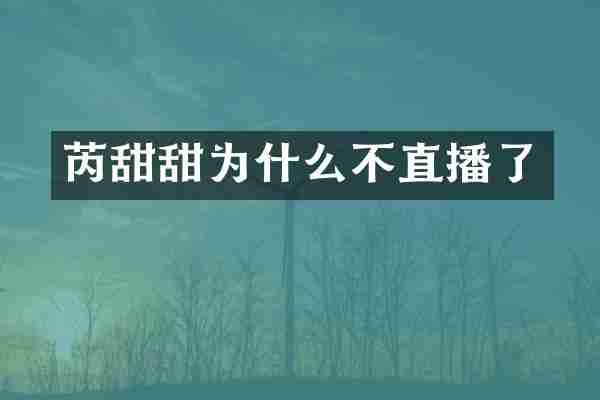 芮甜甜为什么不直播了